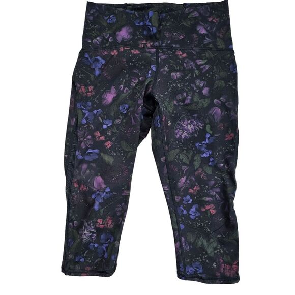 Lululemon Athletica Black Multi Frozen Flourish Train Times Crop Leggings Size 8 - Picture 2 of 10